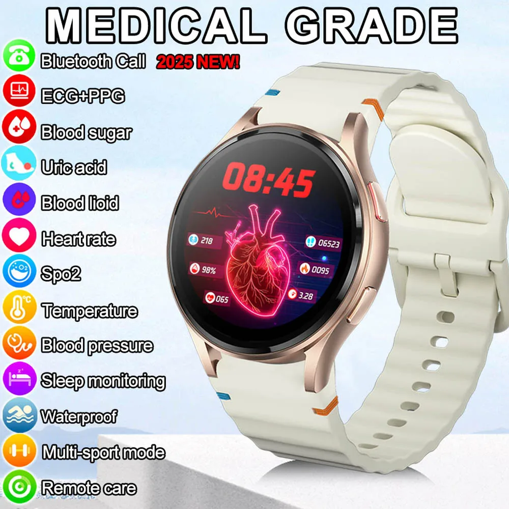 2025 חדש עבור xiaomi מדידה מדויקת של סוכר בדם שומנים חומצת שתן חכם שעון נשים ecg + pg לחץ דם חכם בריאות לחץ דם חכם