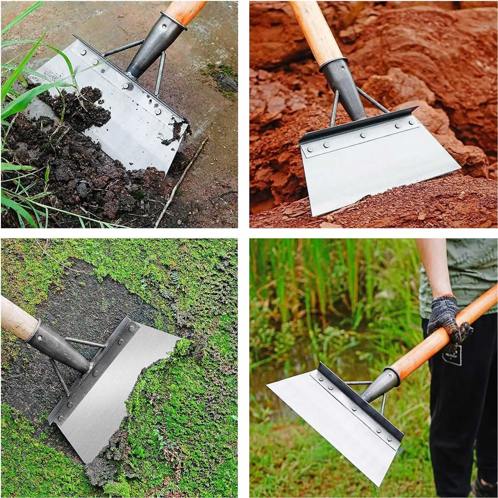 Garden Shovel, Multifunctional Stainless Steel Outdoor Garden Weed Shovel, Yard and Farm Weed Removal Tool (20CM, No Handle)