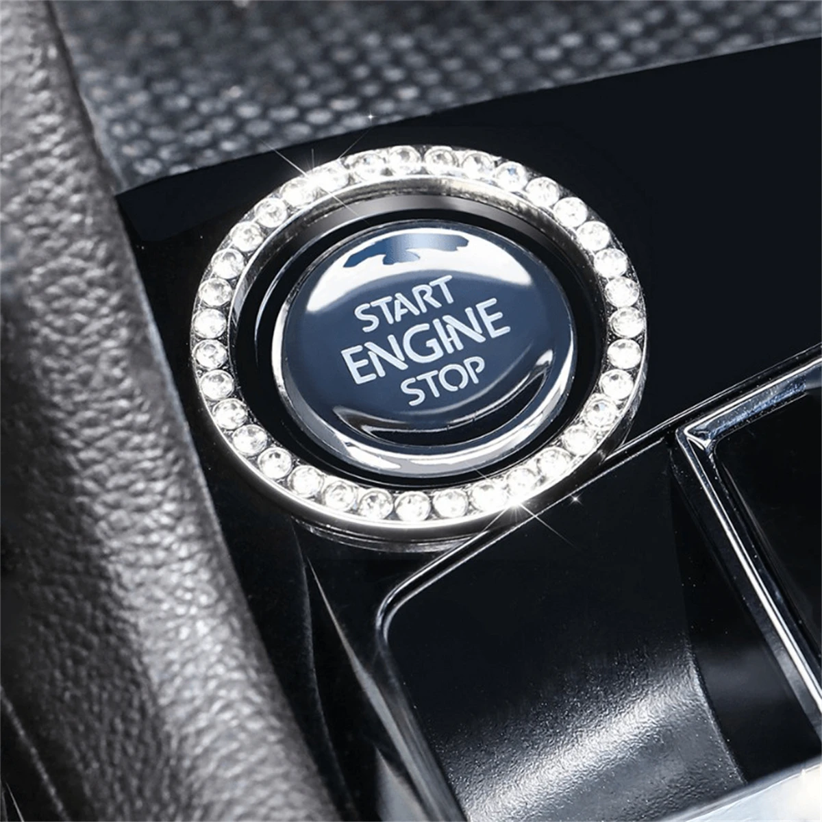 1pc Car Ignition Start Stop Button Ring Bling Diamond Rhinestone Sticker For Auto Motorcycle Styling Decoration Car Accessories