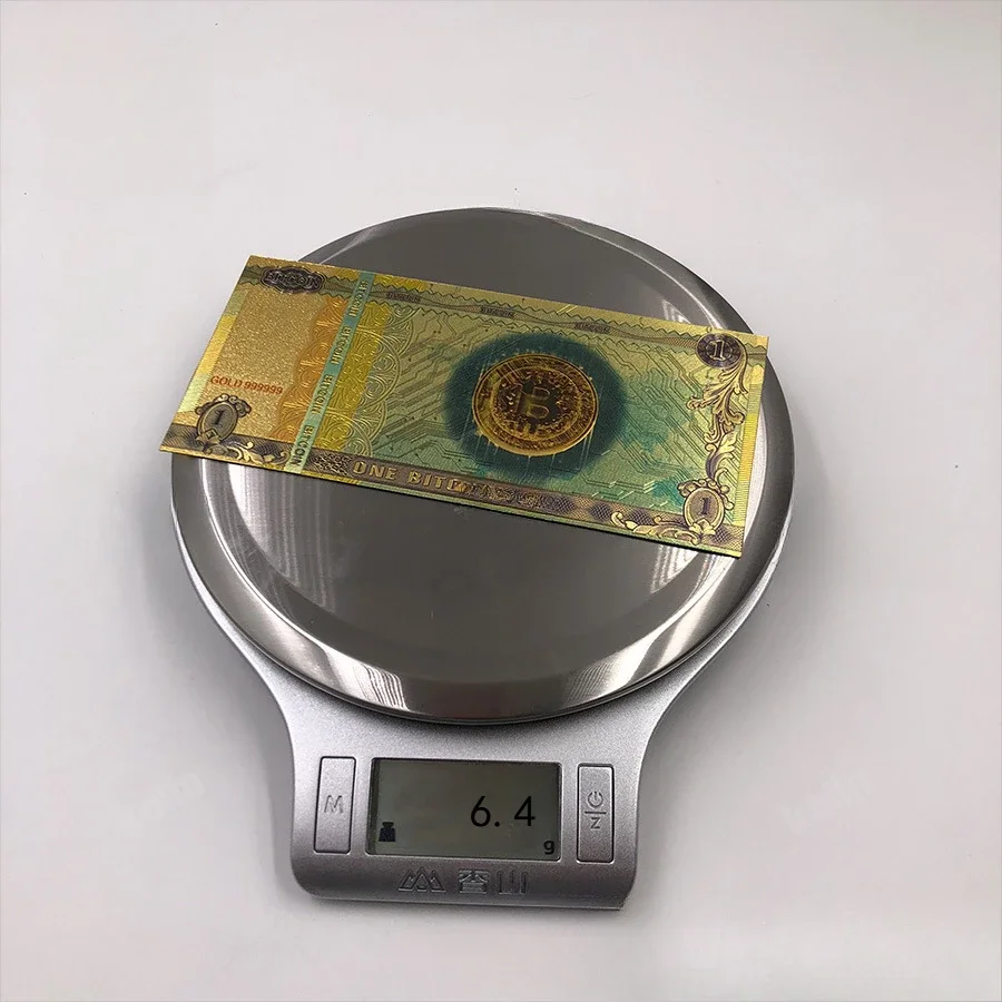 النقدية الملونة المطلية بالذهب مائة BITCOIN البلاستيك المال بت عملة BTC وهمية المال تذكارية ديكور المنزل