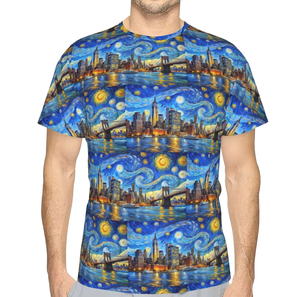 100% Cotton Van Gogh T-Shirt Men's Funny T Shirt Men Round Neck Summer Shirts Tops