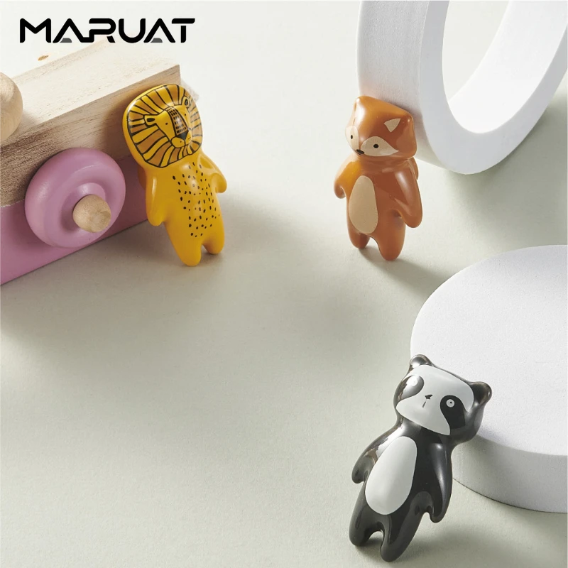 Ceramic Handles for Furniture Cartoon Animal Children's Room Handles Cute Panda Drawer Knobs Kitchen Cabinet and Storage Handles