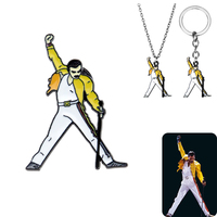 Freddie Mercury the Rock Band Queen Music Lovers Enamel Brooch Pins Badge Bag Backpack Clothes Lapel Necklace Keychain Jewelry