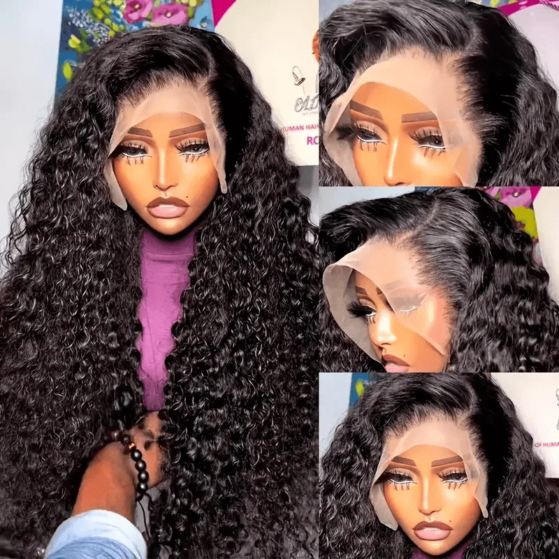 13x4 موجة عميقة الدانتيل الجبهة الباروكات شعر الإنسان قبل قطعها-200% الكثافة-HD الدانتيل الشفاف الباروكات الأمامية خصلات الشعر المستعار الإنسان عميق مجعد #2