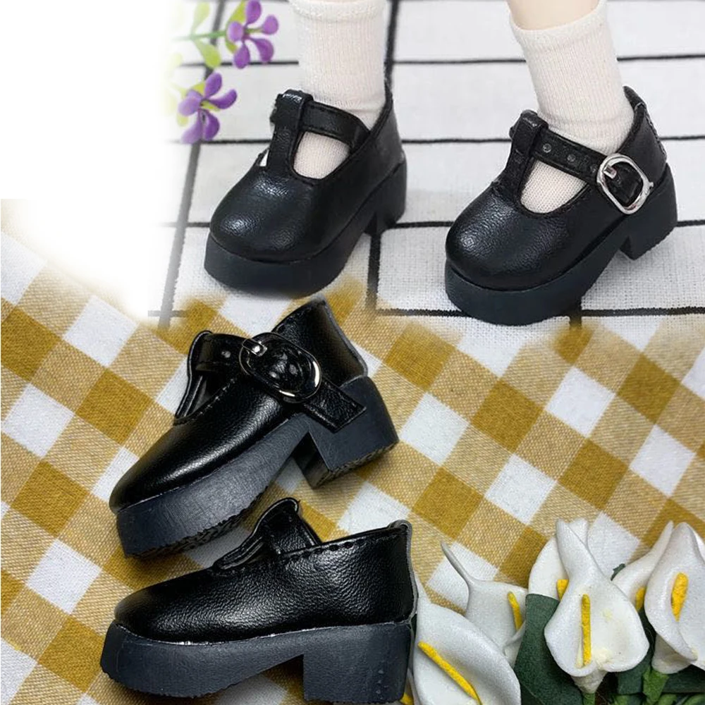 H02-035 children handmade toy BJD/SD doll shoes 1/6 30cm Fashionable black thong leather shoes 1pair