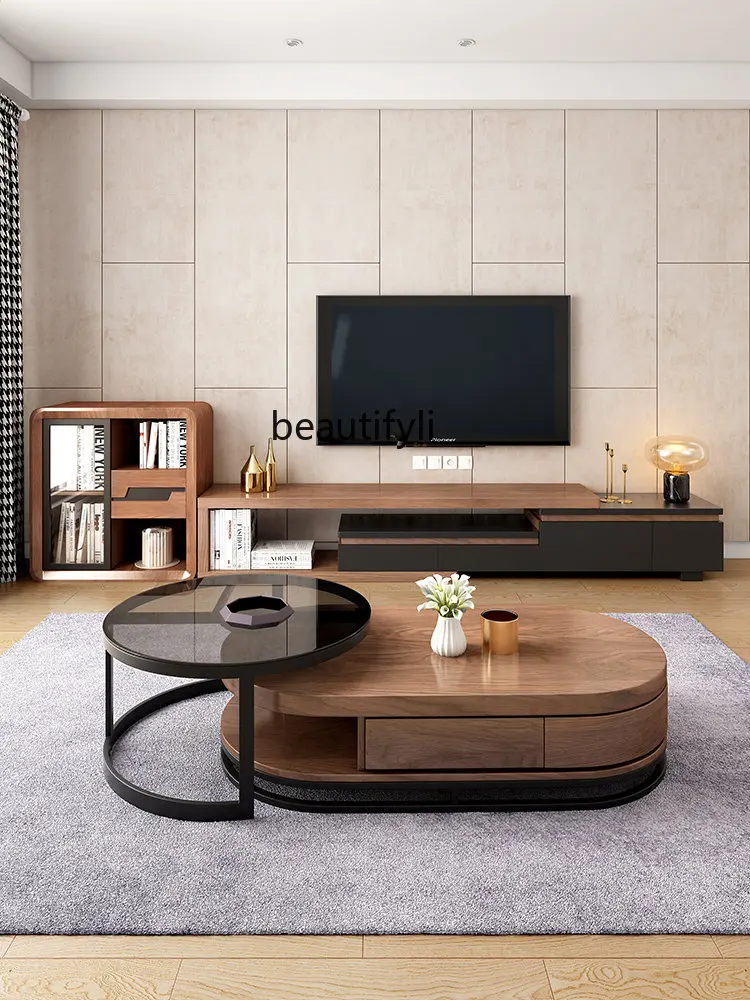 yj Nordic Light Luxury Coffee Table Simple Tea Table Living Room Oval Tempered Glass Coffee Table