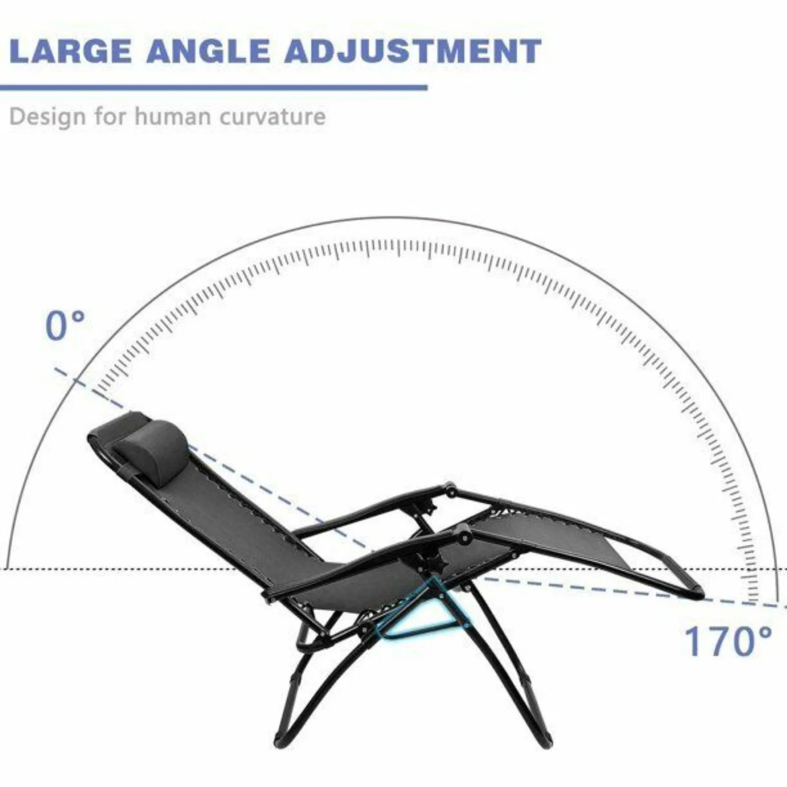 US Zero Gravity Chair Camp Reclining Lounge Outdoor Lounge Patio Chair 2 Pack