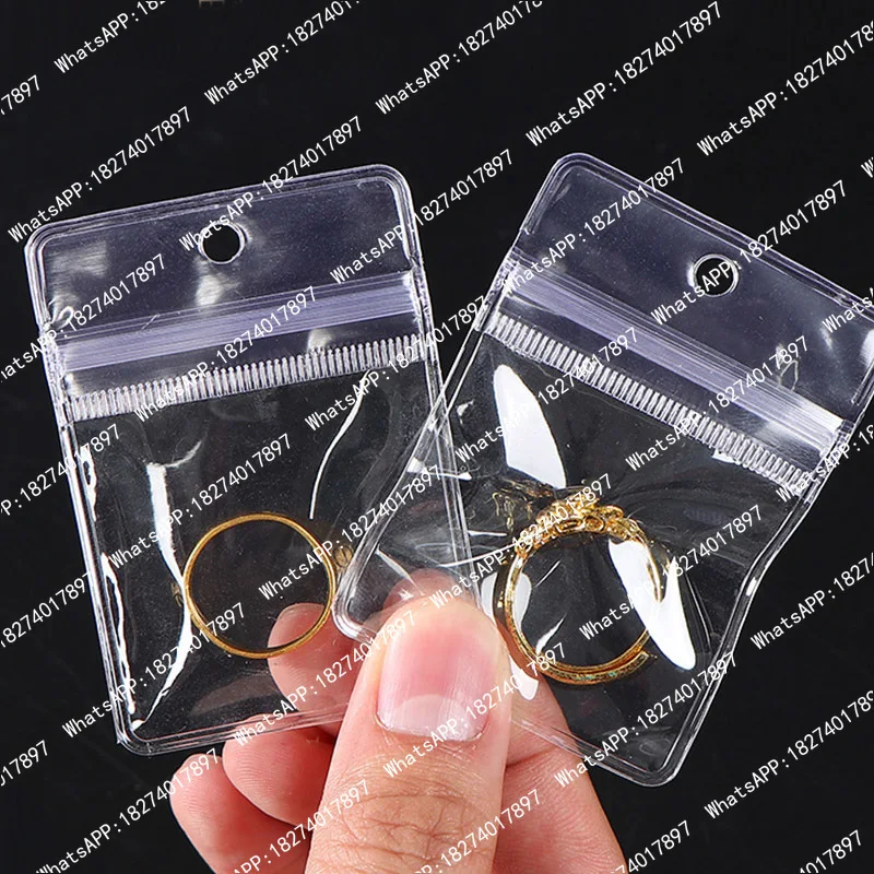 

200pcs Transparent PVC Jewelry Pouches Bags with Hole Clear Anti-Oxidation Zip Lock Earring Pendant Necklace Storage Holder