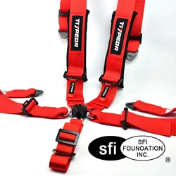 SFI Certification Tiypeor Universal 5 Point Racing Seat Belt 3 Inches Polyester Car Safety Racing Seat Belt