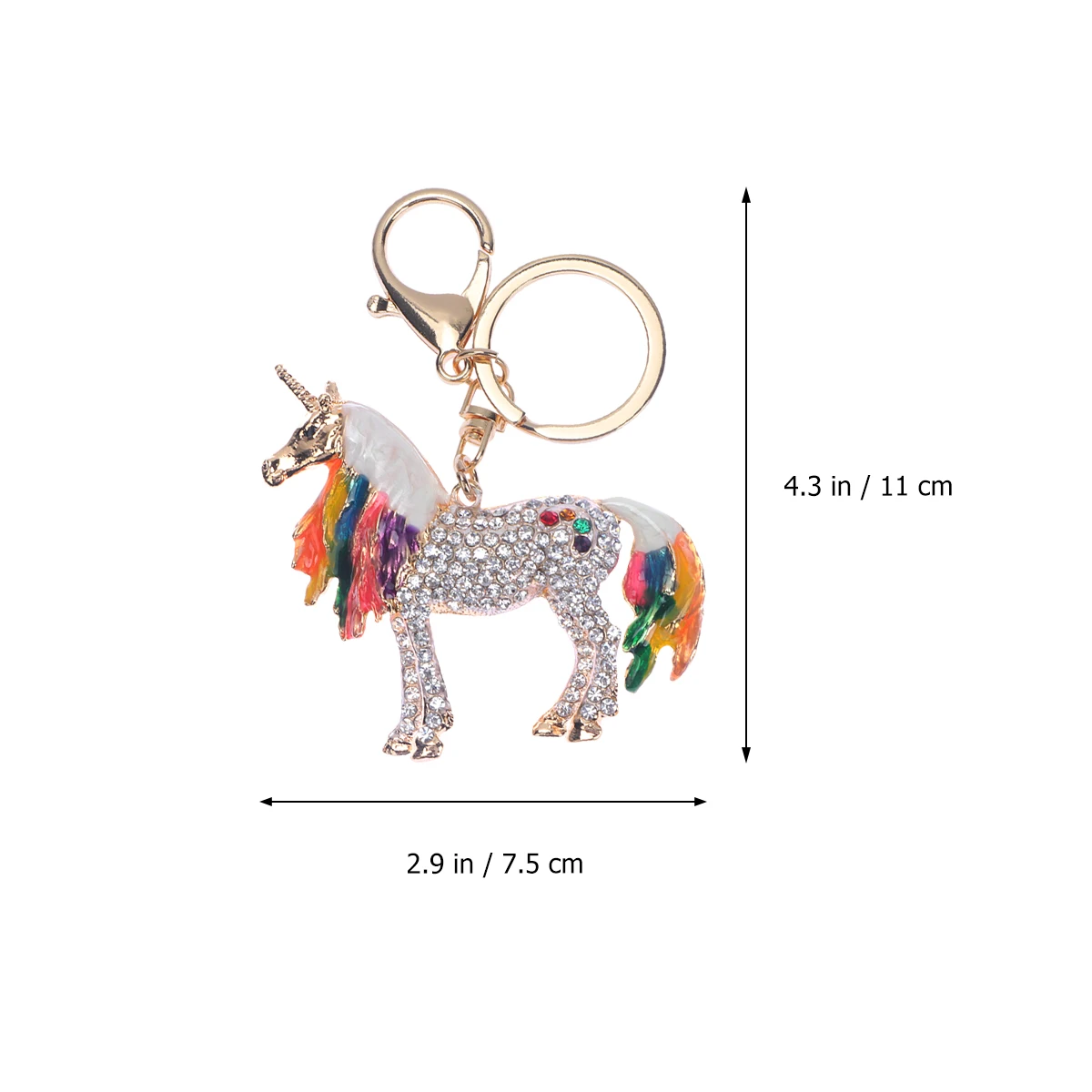 

Rhinestone Decor Oil Unicorn Rhinestone Decor Keychain Model Zinc Alloy Key Ring Backpack Key Ring Accessories Jewelry Craft