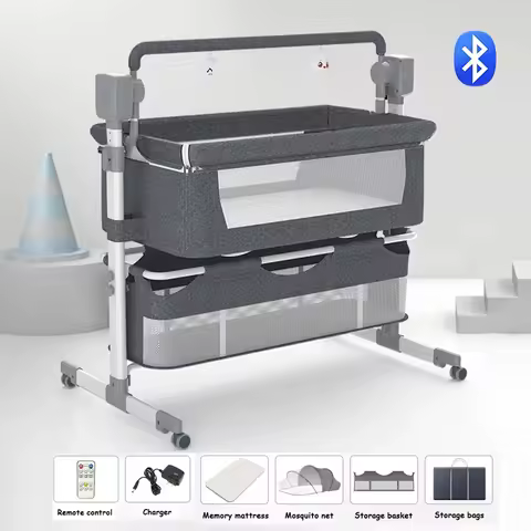 Baby bed Portable baby crib Electric Cradle Baby Cribs Bassinet with Automatic Swing for Baby Rocking bed with bluetooth music