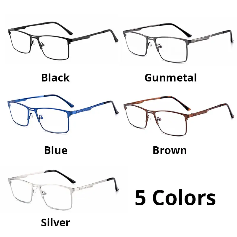 Lunettes de lecture multifocales progressives pour hommes et femmes, Anti-rayons bleus, pour ordinateur, travail, monture métallique carrée