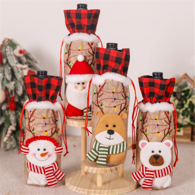 2Pcs/Lot New Creative Xmas Doll Eve gift bags candy gift wine bags Christmas party gifts Christmas decorations