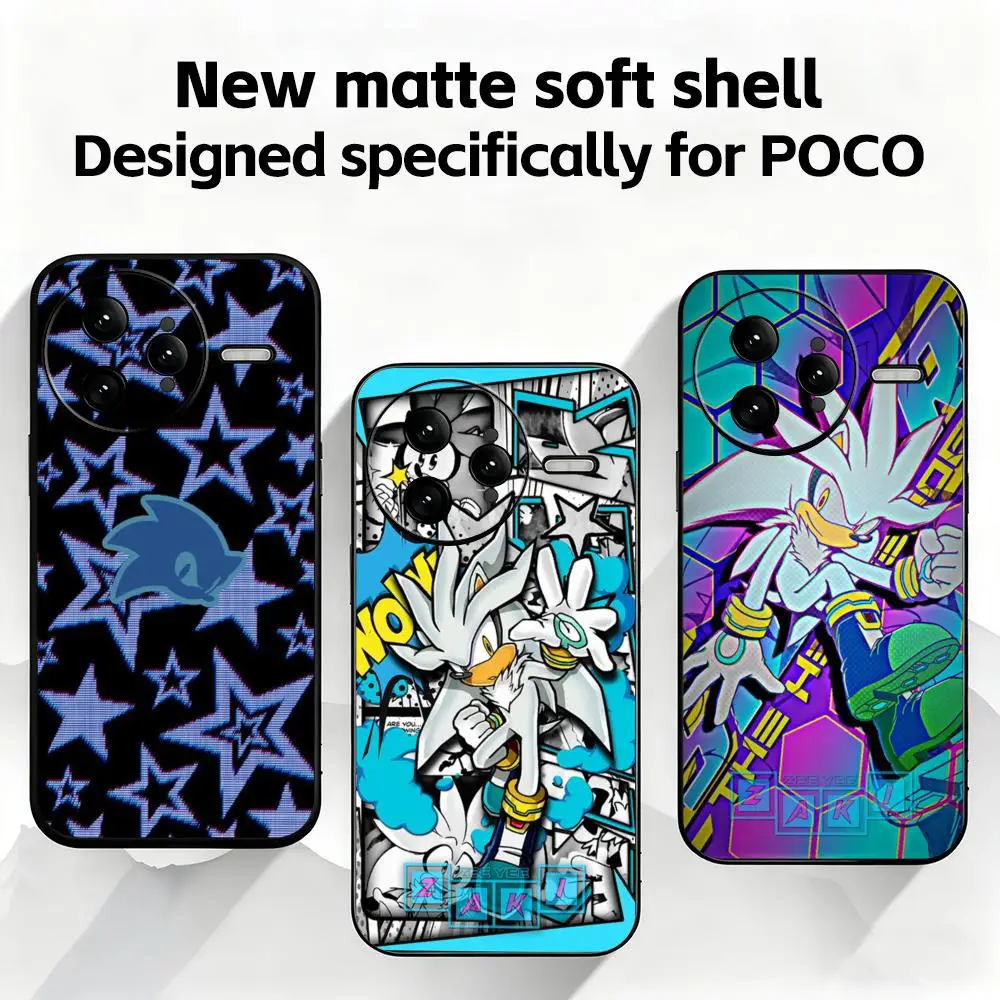 S-SonicES Cartoon H-HedgehogES   Phone Case For Xiaomi POCO M7 M6 M5 X7 X6 X5 F7 F6 F5 Soft Black Pro 5G Phone Cover