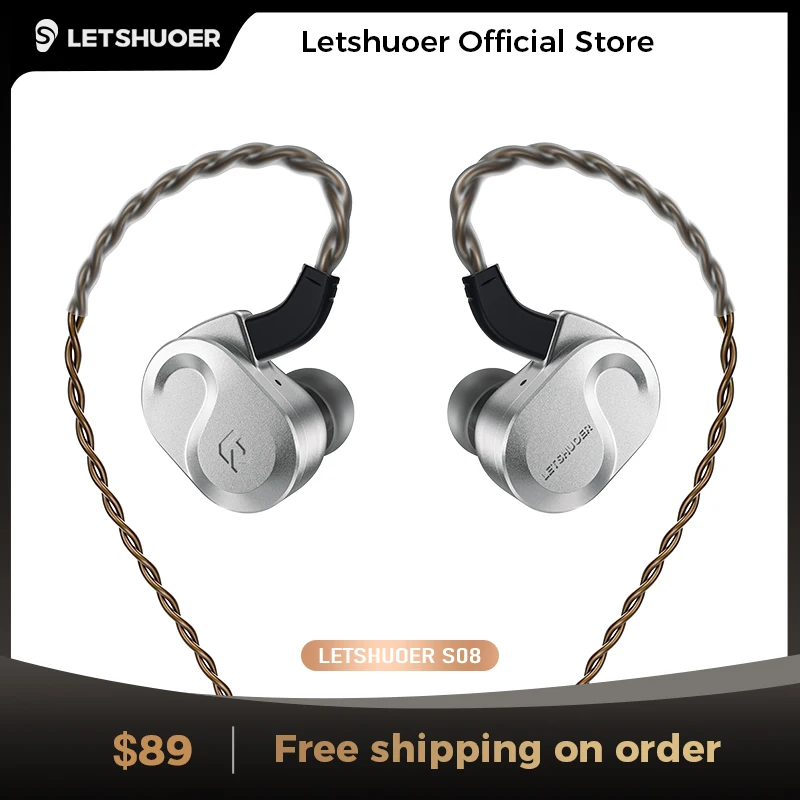 Letshuoer S08 Monitor intra-auricular de quarta geração, driver magnético planar de bobina dupla de 13 mm HiFi com fio em fones de ouvido IEM