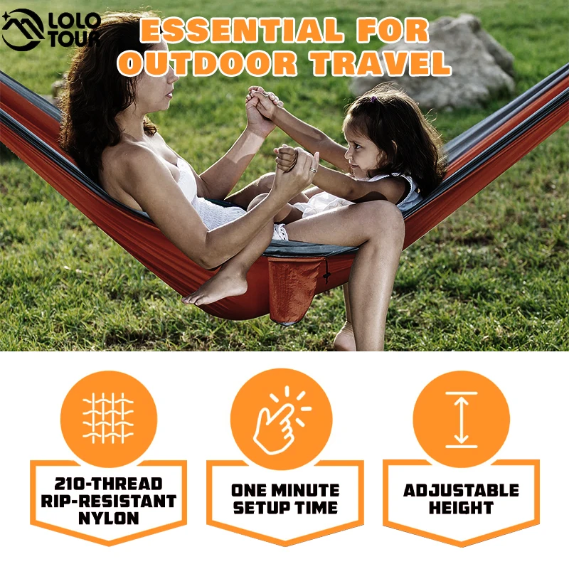 Big-Size 2-3 People Parachute Camping Hammock 300x175cm Lightweight Portable Outdoor Hanging Bed Swing Chair for Holiday Travel