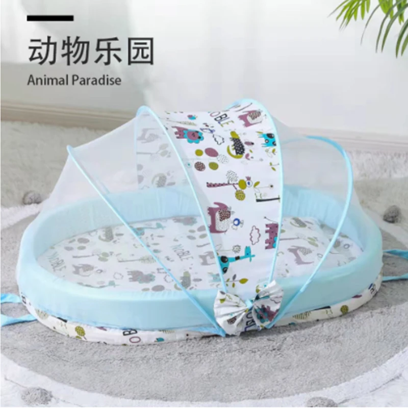 2025 Cross-border Convenient Baby Uterus Bed Foldable Sponge Floor Cotton Thickening Insect-proof Mosquito Baby Bed
