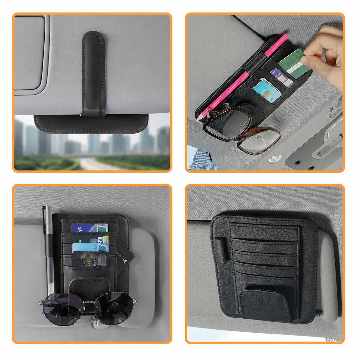 Yitong 1/2PCS Car Sun Visor Organizer Auto Visor Storage Pocket Card Holder Sunglasses Clip Pen Holder Interior Accessories