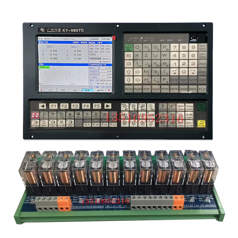 Cnc Lathe Controller Ky-980tc 2 Axis 3 Axis Cnc Milling Machine Numerical Control System 8 Inch Display Plc Function Tac Panel