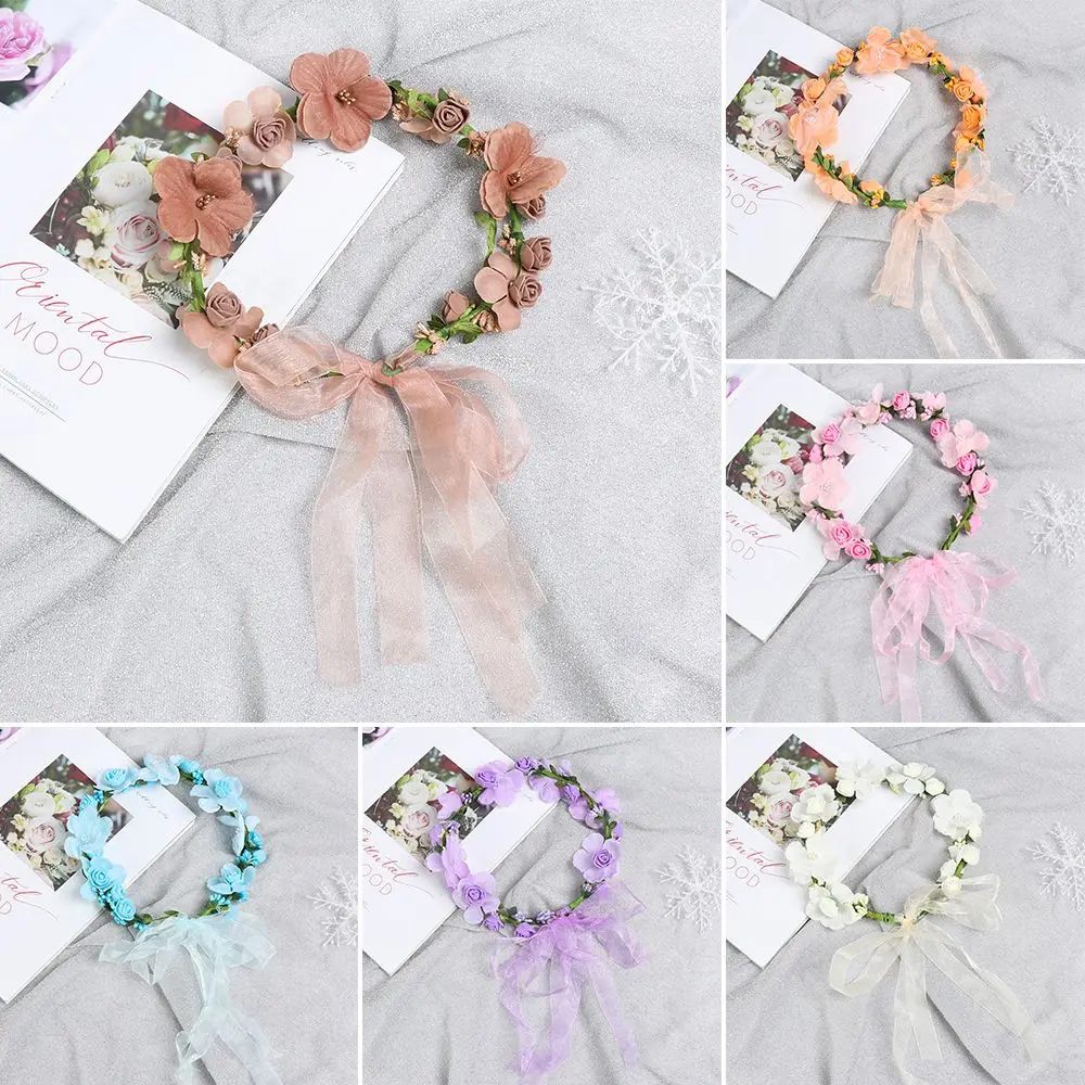 Girls Beach Wreath Decoration Bride Hair Wreaths Wedding Garland Flower Hairband Crown Forehead Hair Band