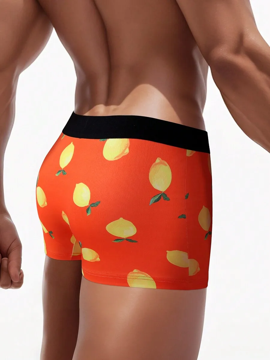 

Mens Lemon Print Boxer Shorts Comfortable Cotton Blend Underwear