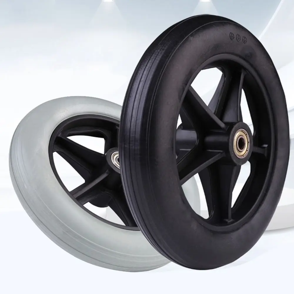 Durable Rubber Shopping Cart Wheels 6/7/8Inch Anti Slip Travelling Trolley Caster Replacement Wheelchair Front Castor