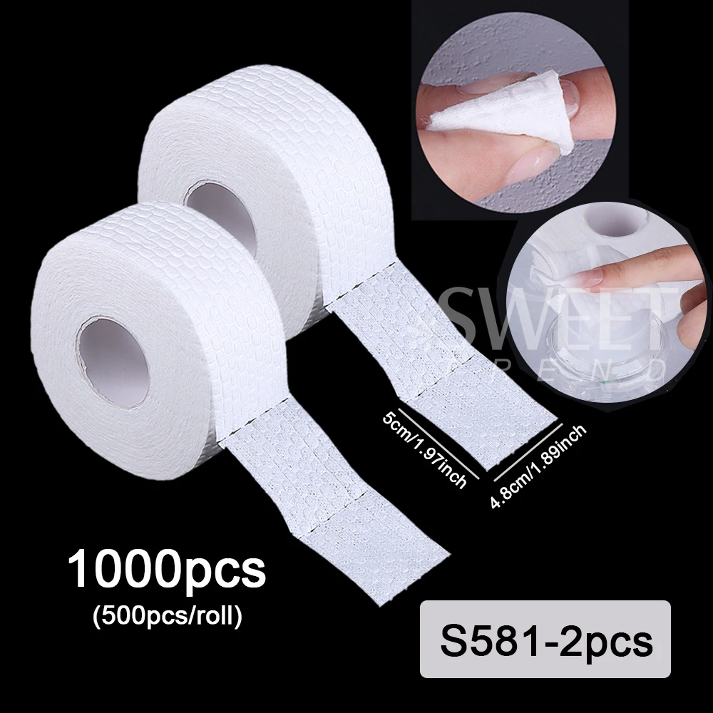 500/1000 Stuks Nagel Veeg Wattenschijfjes Nail Manicure Polish Remover Cleaner Papier Soak Nail Schoonmaken Manicure Tool Kleine Roll veeg