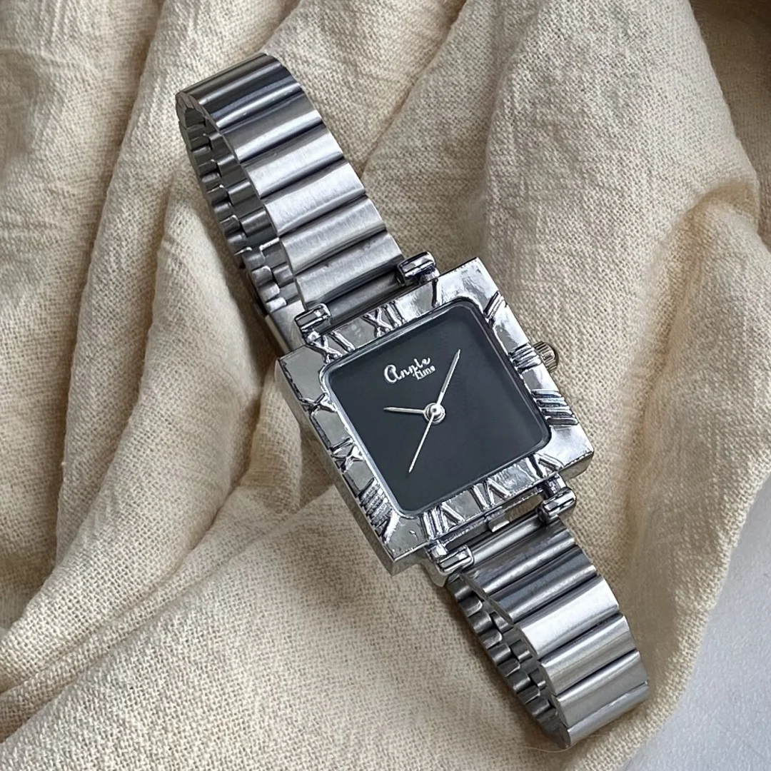 Gold Silver Square Women Watch Adjustable Stainless Steel Strap Quartz Wristwatch Simple Student Watches Relojes Para Mujer