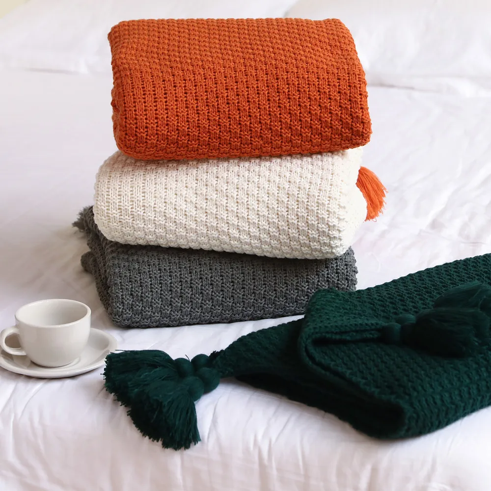 

Sofa Blanket Knitted Blanket Office Air Conditioning Lunch Break Blanket Shawl Blanket Casual Blanket Bed Blanket Small Blanket