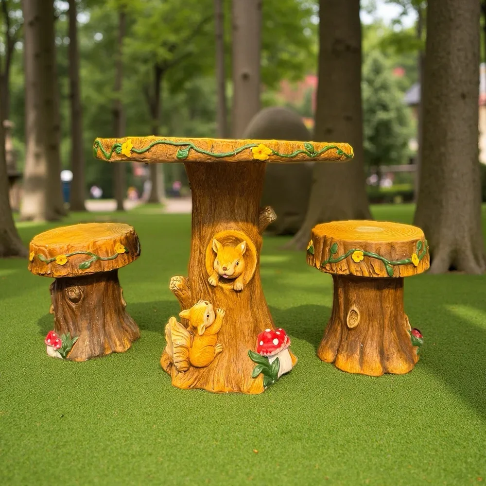 DSA Park Outdoor Decoration Ornament Balcony Garden Stump Table and Chair Garden Leisure Creative Table and Chair
