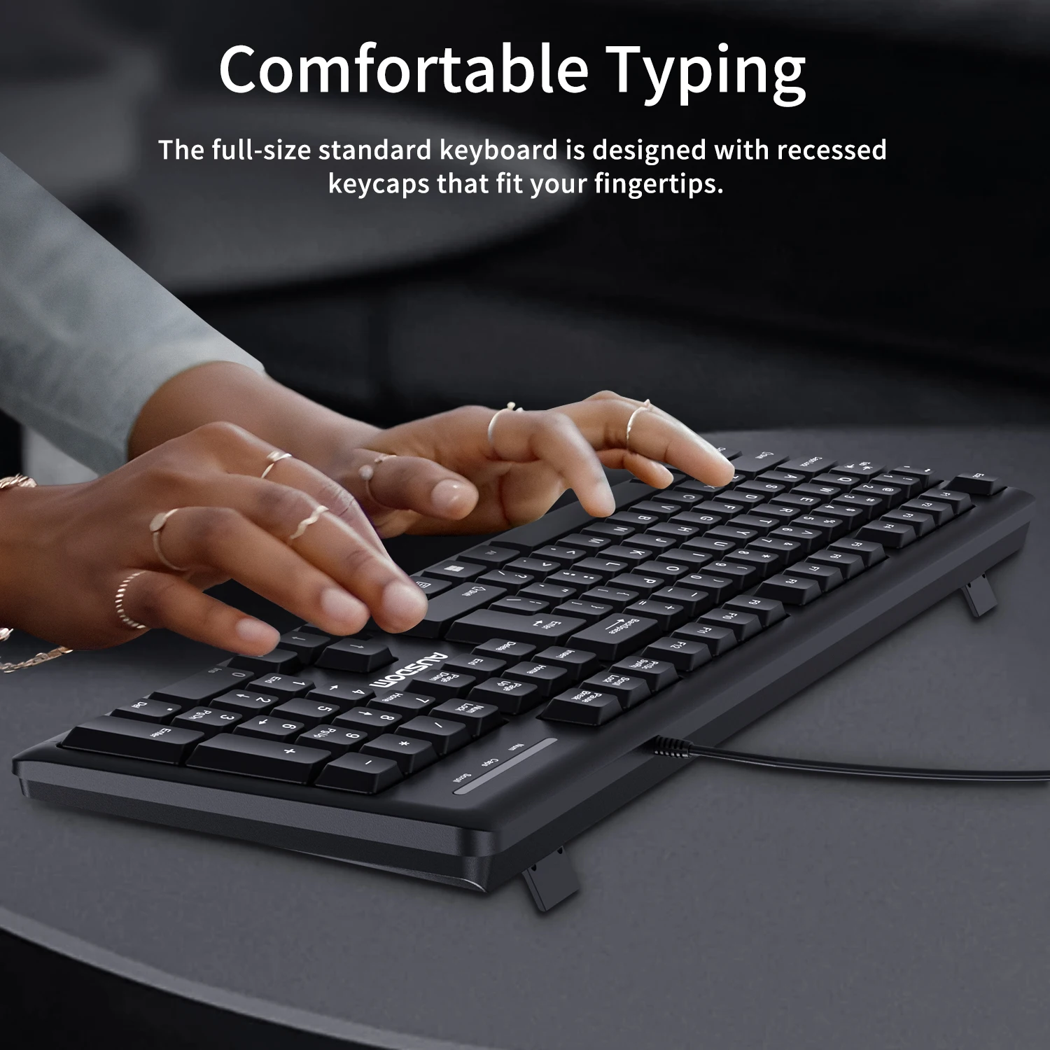 有線USBキーボード,USDOM-Y2キー,キャリング付き,頑丈,調整可能,人間工学に基づいた,オフィス用,PCおよびMac用