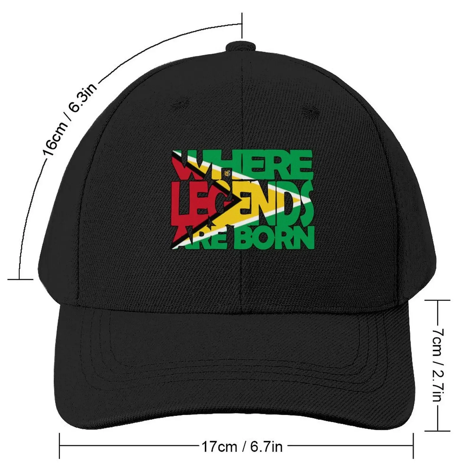 Guyana Flag - Where Legends Are Born - Guyanese - Soca Mode Baseball Cap Trucker Cap Visor tea Hat Hats Woman Men's