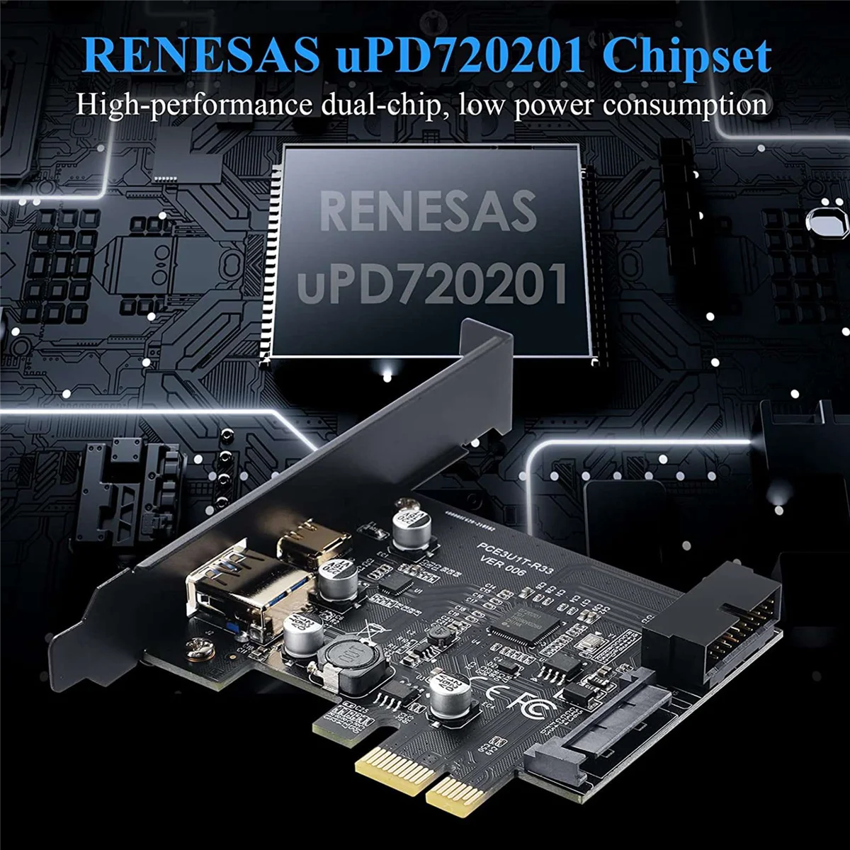 전면 C타입 어댑터 카드, 확장 카드, PCI-E 1X to USB 3.2 Gen1, USB3.2, 2 포트 (C타입 + A타입)