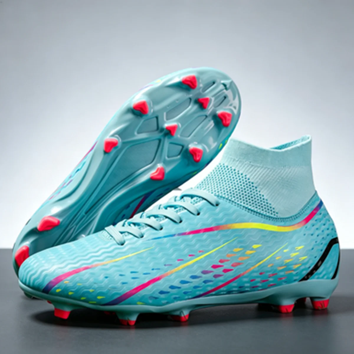 AG FG Outdoor Football Boots Breathable PU Fabric Upper TPU Reinforced Sole Wear resistant Professional Football Shoes