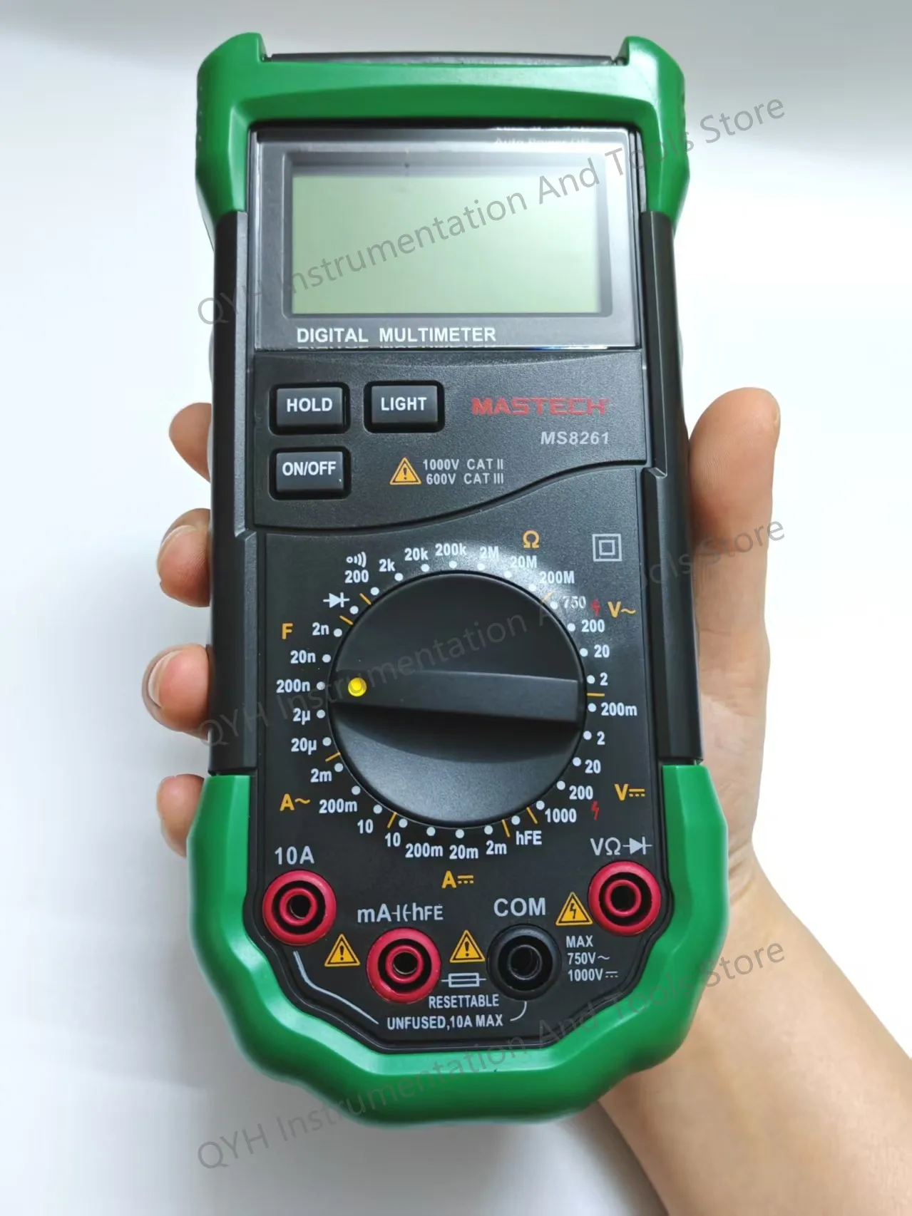 MASTECH MS8261 Digital Multimeter LCD Backlight Display Meter AC/DC Volt Amp hFE Capacitance Resistance Transistor Tester Meter