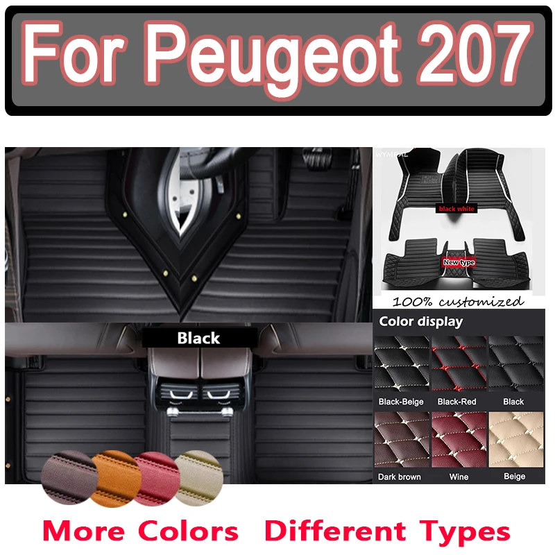

Luxury Custom Automotive Car Floor Mats For Peugeot 207 2009 2010 2011 2012 2013 Auto Luxury Leather Men Women Car Mats Full