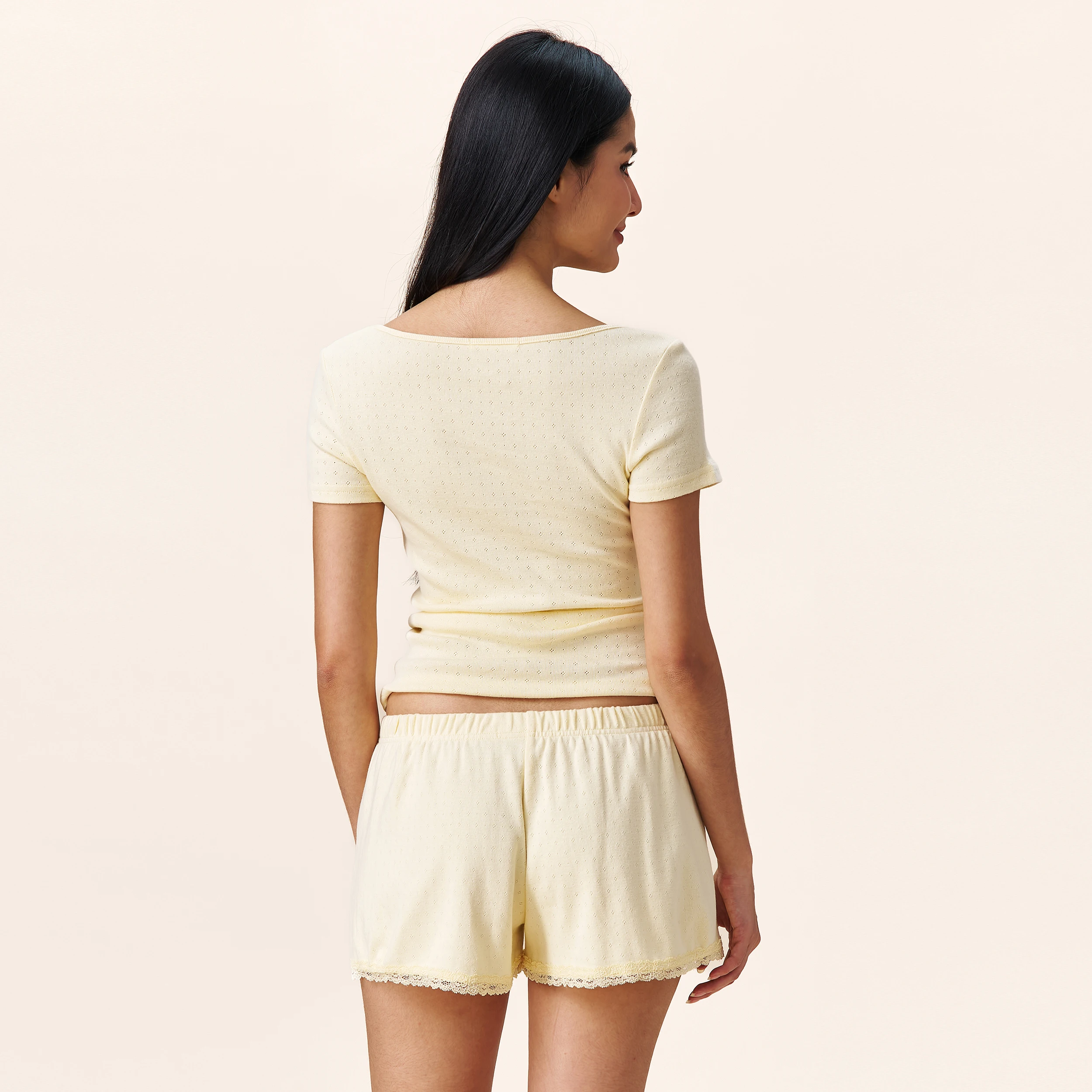 YESCCI Women Micro Shorts 100% Cotton Soft Breathable High Stretch Elastic Waistband Summer New Ultra‑Short Bottoms S56143109