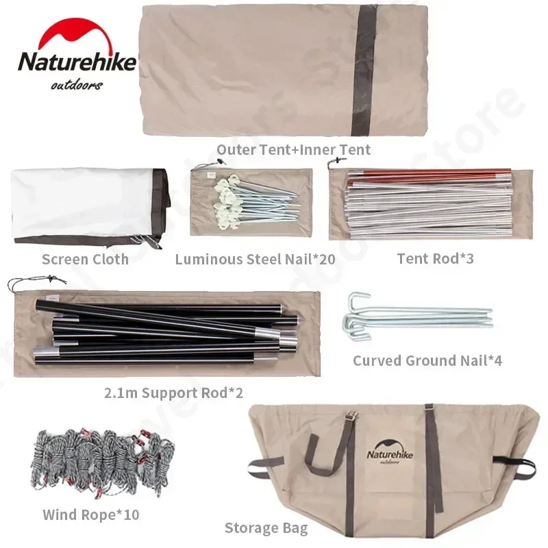 Naturehike 4-6 Persons Tunnel Tent Camping Large Space Portable 150D Oxford Cloth With Snow Skirt Hall Outdoor Picnic Shelter