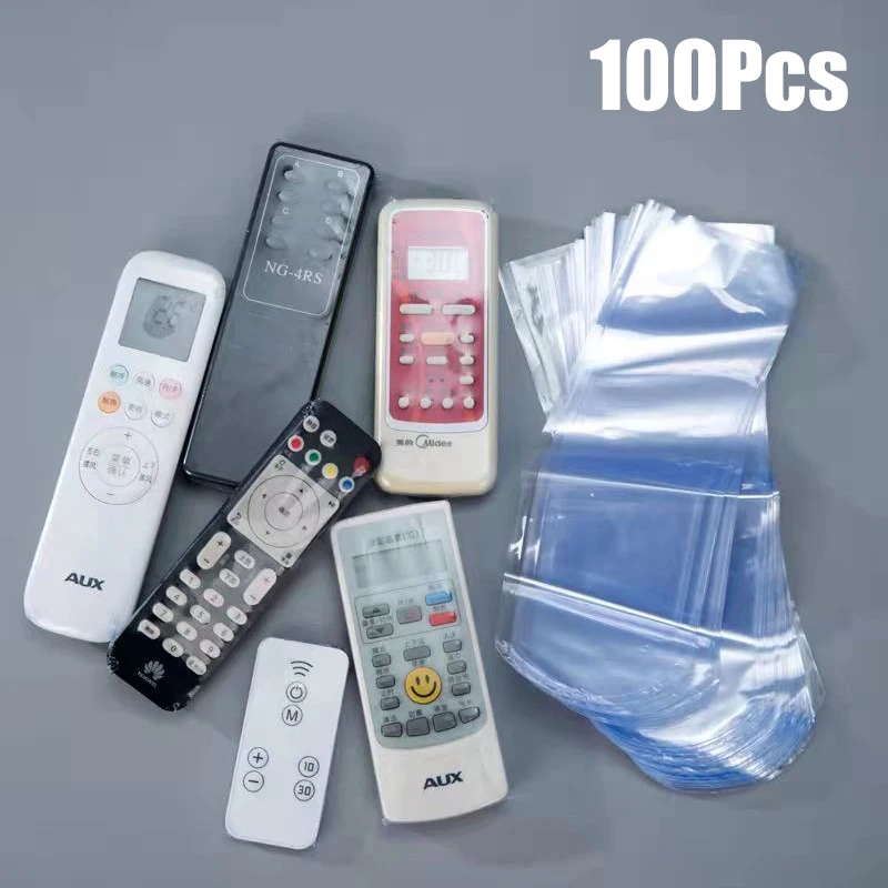 100Pcs Transparent Air Conditioner/Smart TV Remote Control Protective Cover Dustproof Waterproof Remote Control Heat Shrink Film