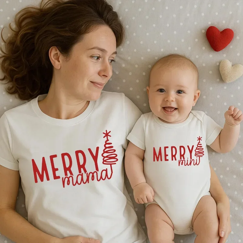 Custom Merry Family Tshirts Mommy and Me Christmas Matching Tees Christmas Outfit Matching Mommy and Me m