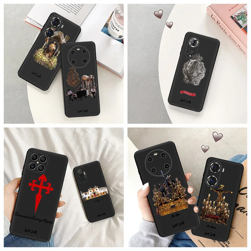 Silicone Black Phone Case for Honor x8b Magic5 x9 x7 b x6 x8 a 90 70 8x Virgin Mary Jesus Church Pixel 6a 7a 8a 7 6 8 Pro Cover