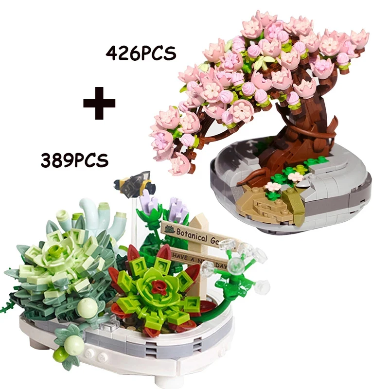 

DIY Flower Bonsai Building Blocks Fomantic Series Build Toy Arrangement DIY Assembly MOC Flowers Bricks Toys For Adult Girl Gift