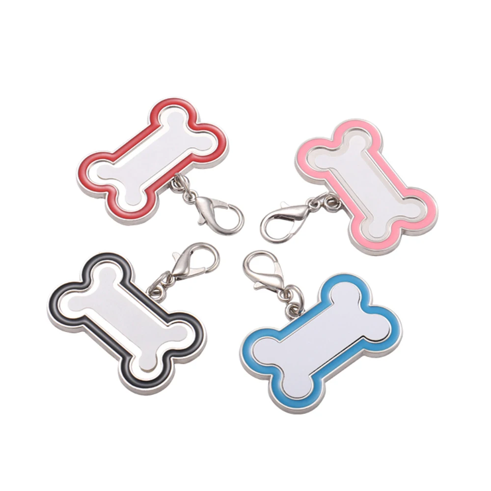 12pcs Pack Blank Dog Tags Colorful Sublimation Printing Metal Pet ID Name Tag In 4 Colors