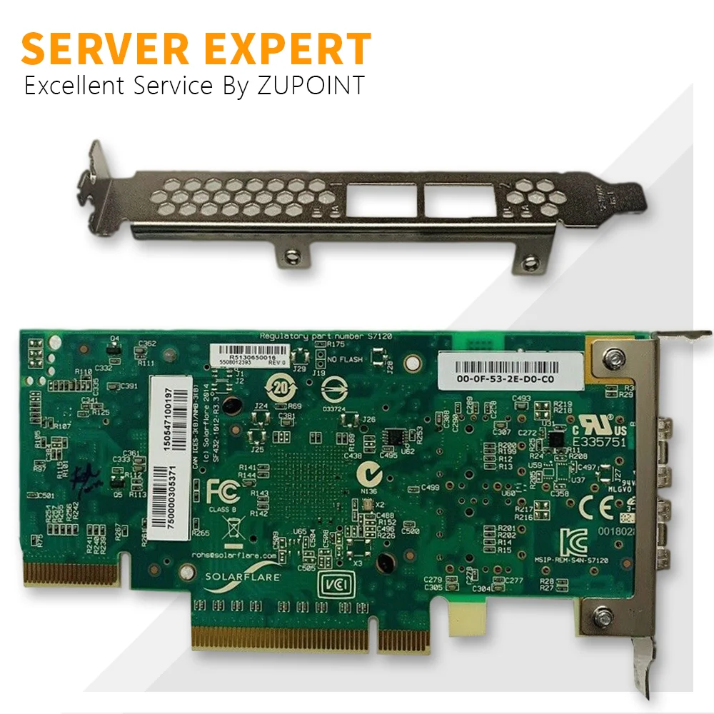 Solarflare-SFN7501 وحدة تحكم واجهة الشبكة ، منفذ مزدوج ، 10Gbps ، SFP + PCIe محول إيثرنت ، SFN7122F ، SFC9120 ، S7120 ، SF432-101