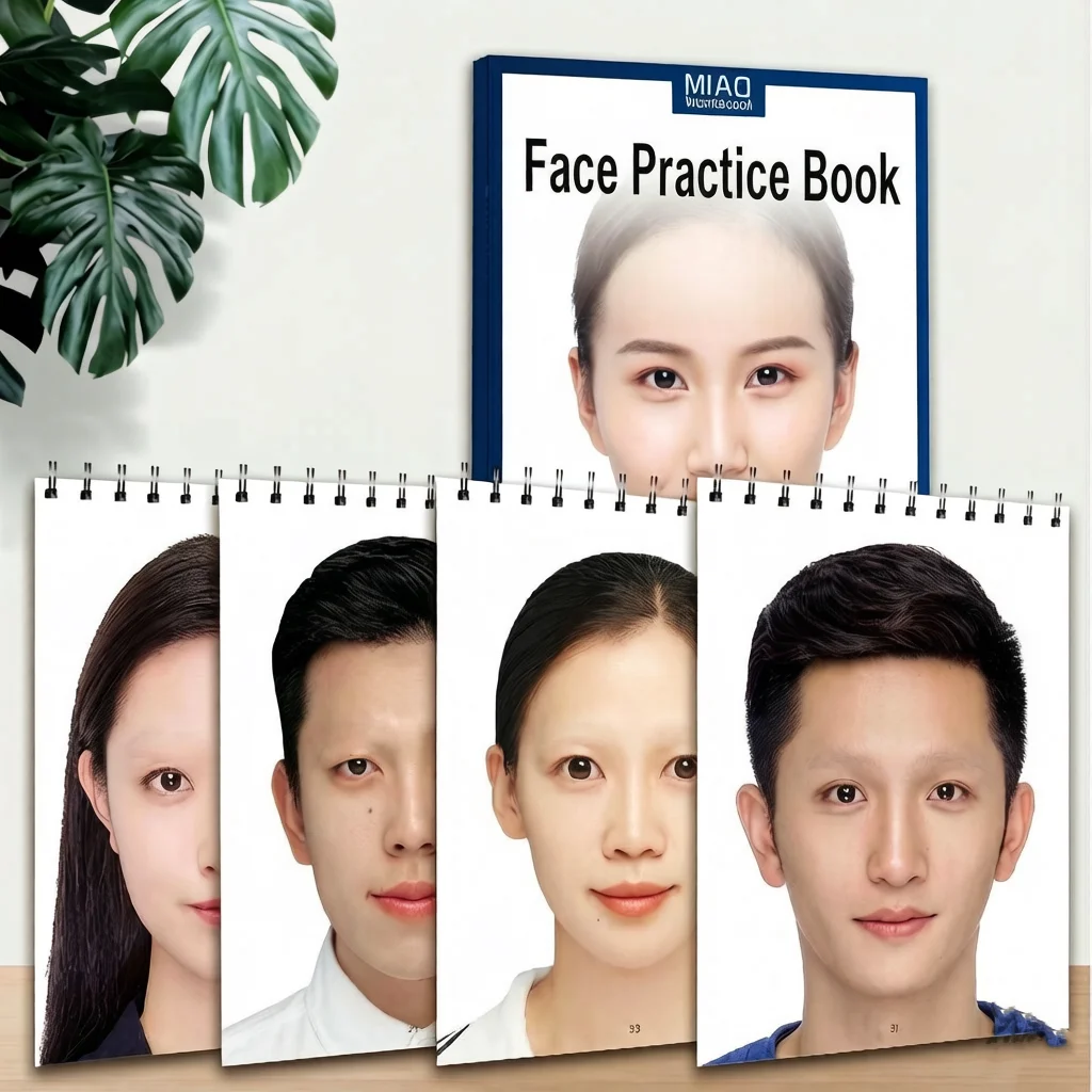 Textbook B Face Design 56 Pages Tattoo Exercise Books Permanent Makeup Eyebrow/Eyeliner/Lip Practice Cosmetics Teaching Supply