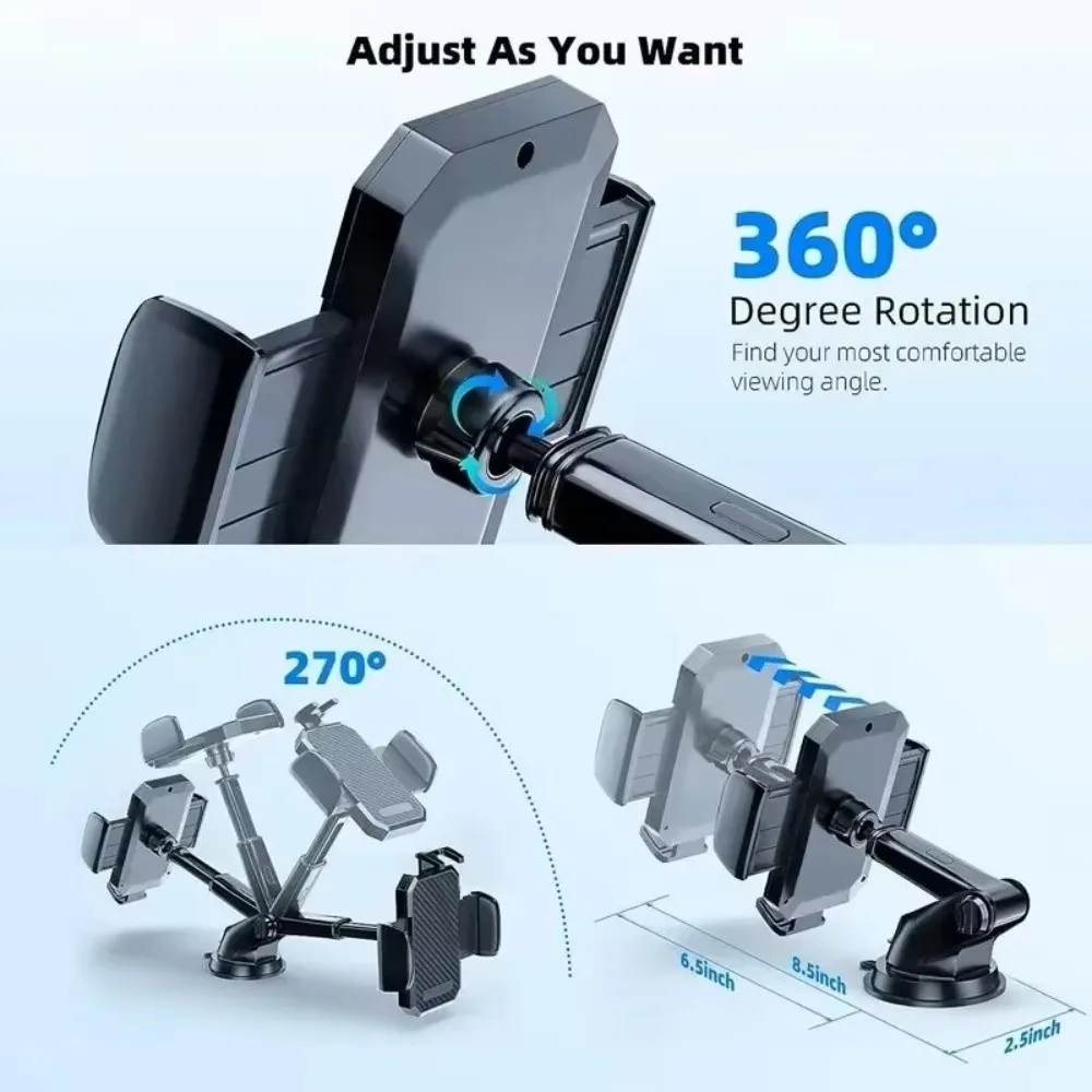 

360° Rotation Car Phone Holder Rotatable Suction Cup Windshield Phone Mount Black Air Vent Car Dashboard Mount