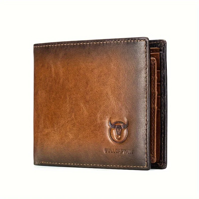 Herren-Geldbörse aus echtem Leder, Clutch aus erstklassigem Rindsleder, hochwertiger Business-Kartenhalter, zweifach faltbar, großes Fassungsvermögen, multifunktionaler Münzbeutel, Vatertagsgeschenk