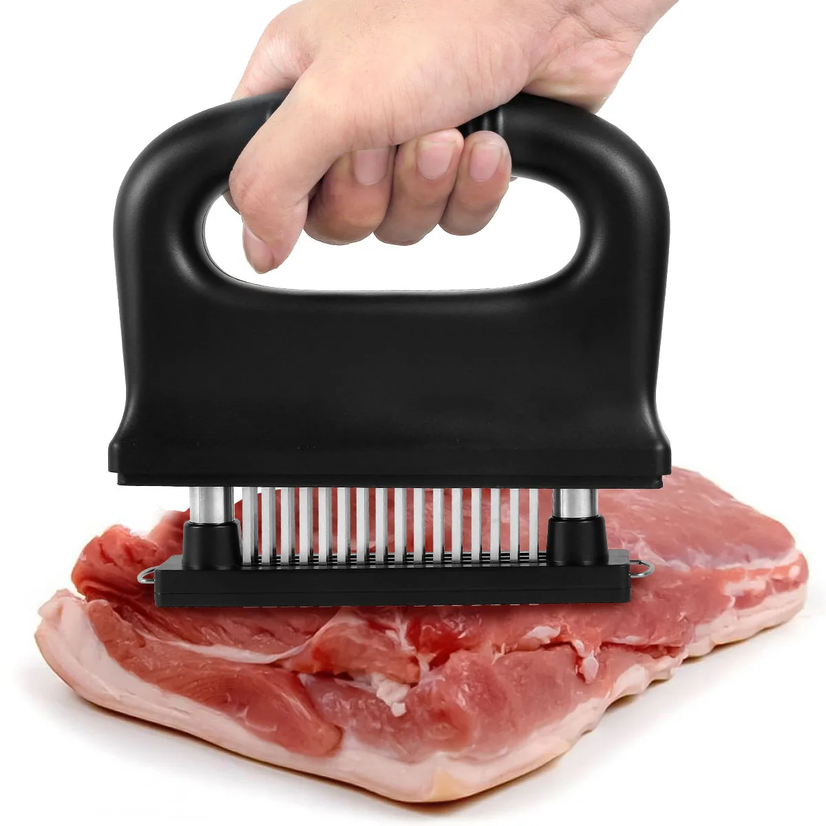 Meat Tenderizer with 48 Stainless Steel Ultra Sharp Needle Blades Black Detachable Heavy Duty Cooking Machine for Tenderizing