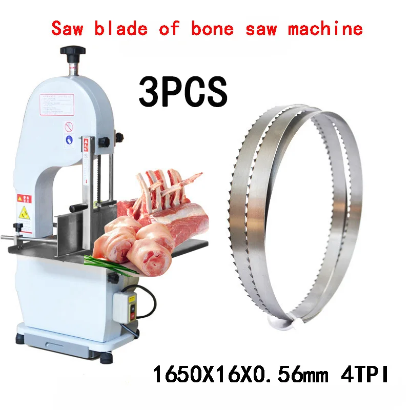 

3Pcs Dekoly Meat Band Saw Blades 1650mm Bone Blades 16*0.56*4T 1650mm Saw Blades for Frozen Fish Bones Chicken