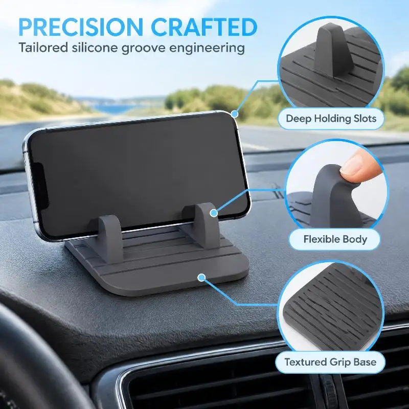 Silicone Car Mobile Phone Holder, Universal Compatibility-For All Smartphones & Tablets-Suitable For Car Dashboard & Windshield